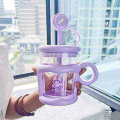 Water Cup With Straw And Spoon Glass Bottle