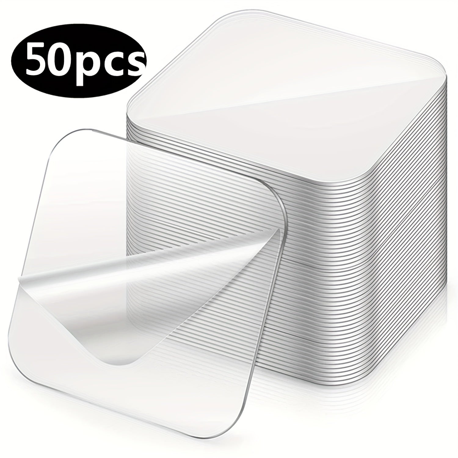 50pcs Square Nano Double Sided Tape Waterproof Adhesive Sticker