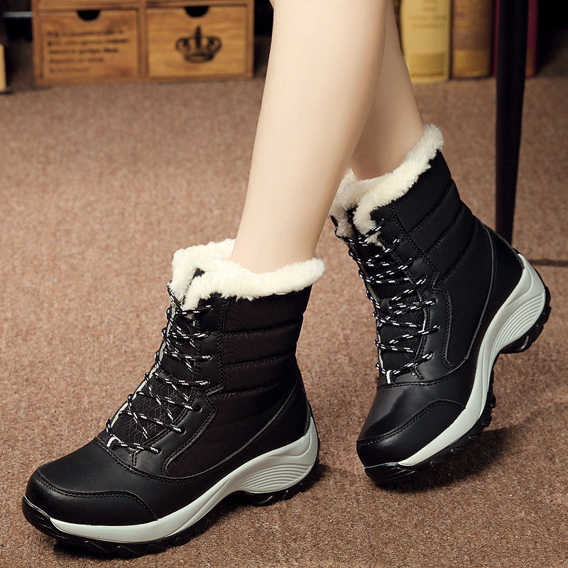 Plush Fur Snow Boots Waterproof Winter Shoes