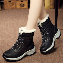 Plush Fur Snow Boots Waterproof Winter Shoes