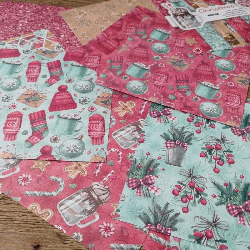 24 Sheets Christmas Gift Patterned Paper Scrapbooking Paper Pack