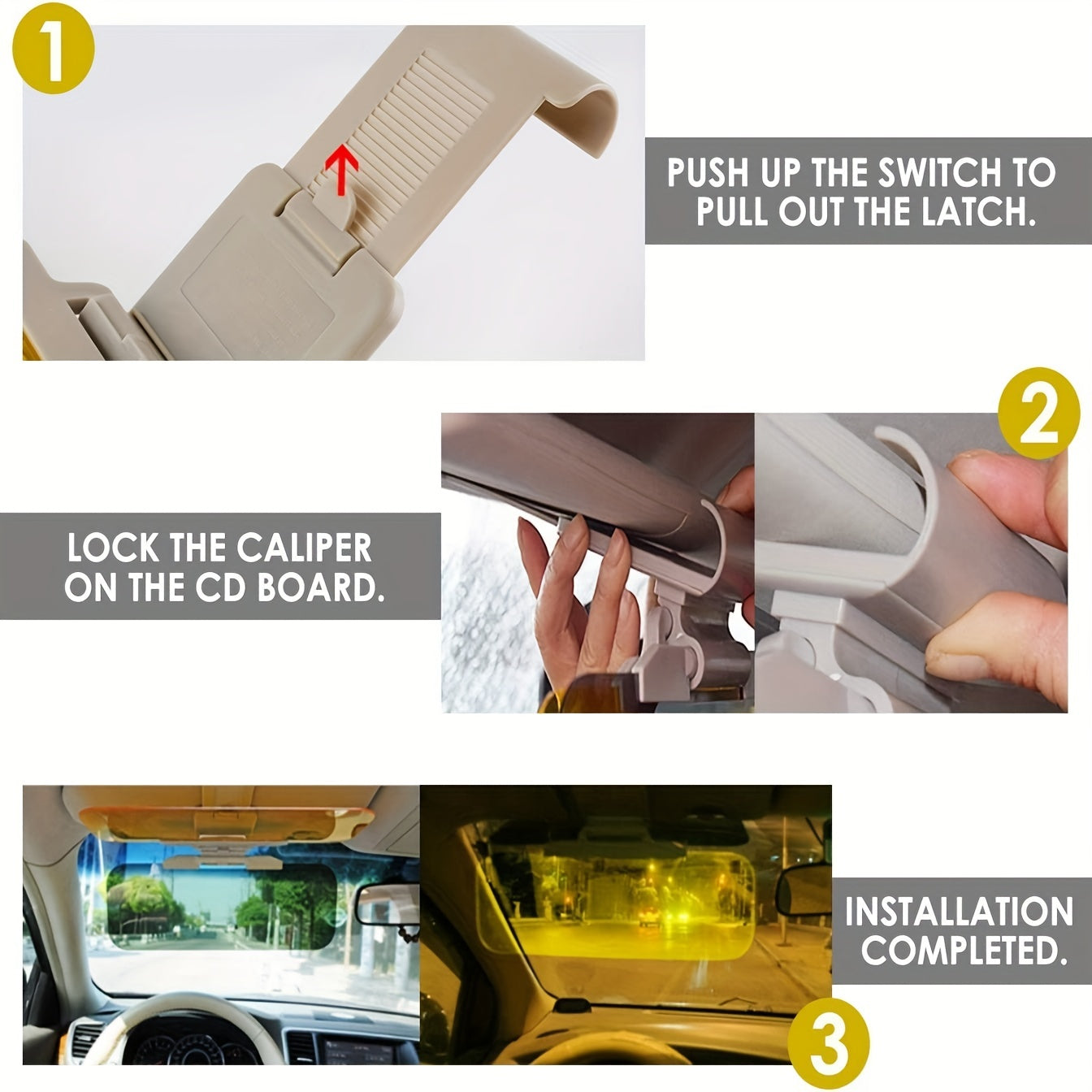 2 in 1 Day & Night Car Visor + Anti Glare Mirror
