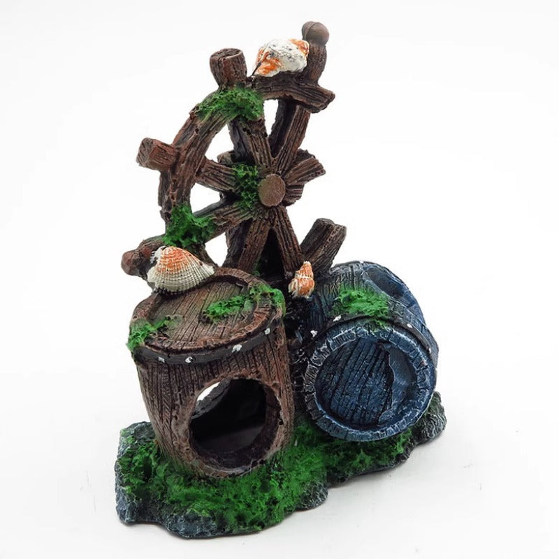 Resin Broken Barrel Aquarium Ornament