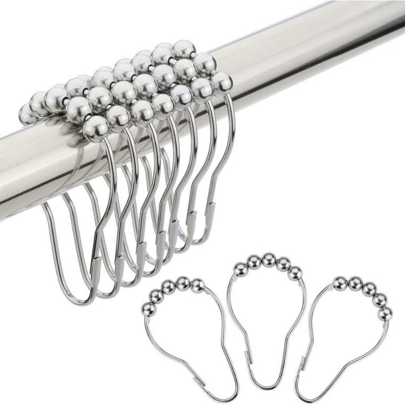12pcs Bathroom Decorative Shower Curtain Hook Five Bead Gourd Stainless Steel