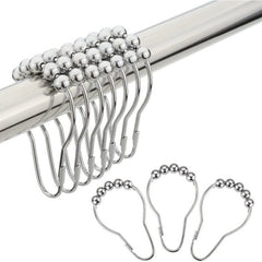 12pcs Bathroom Decorative Shower Curtain Hook Five Bead Gourd Stainless Steel
