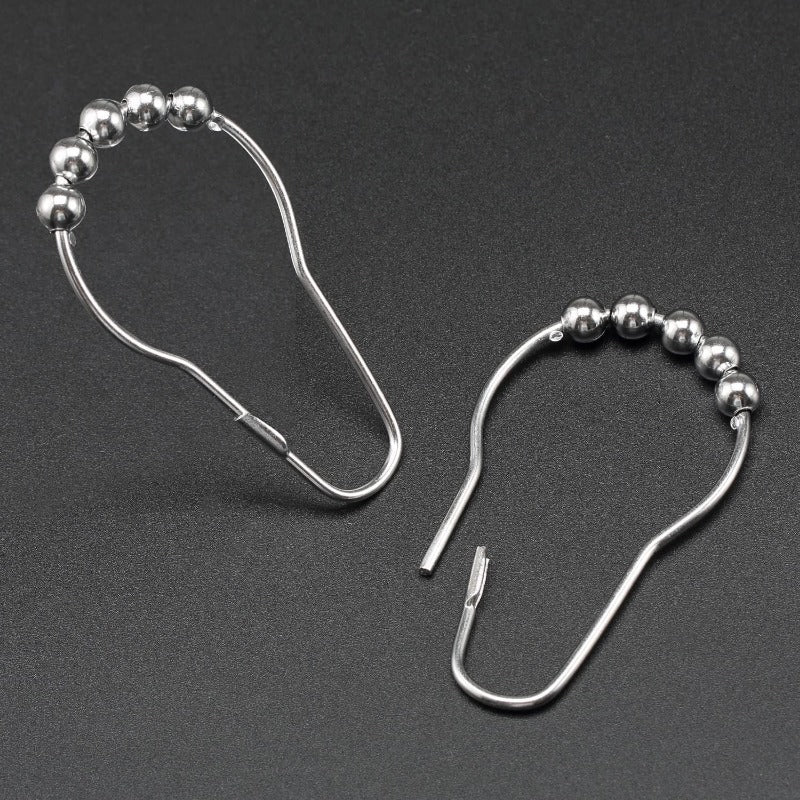 12pcs Bathroom Decorative Shower Curtain Hook Five Bead Gourd Stainless Steel