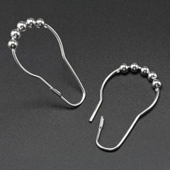 12pcs Bathroom Decorative Shower Curtain Hook Five Bead Gourd Stainless Steel