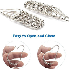 12pcs Bathroom Decorative Shower Curtain Hook Five Bead Gourd Stainless Steel