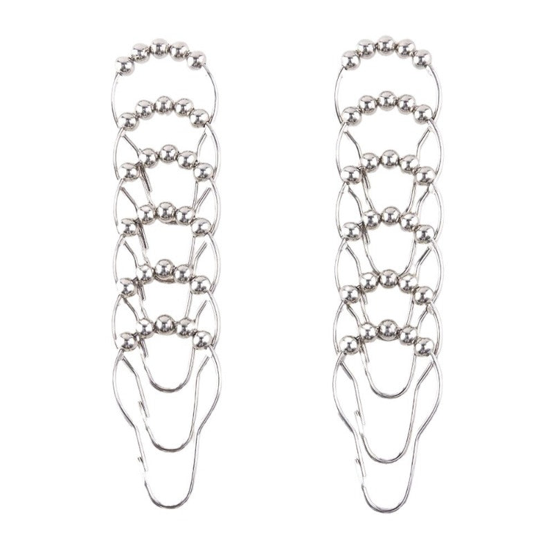 12pcs Bathroom Decorative Shower Curtain Hook Five Bead Gourd Stainless Steel