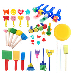 30 Sponge Seals & Brushes Set for DIY Art Graffiti Supplies