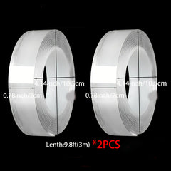 2pcs Transparent Nano Tape Washable Reusable Double Sided Tape Adhesive Nano Tra