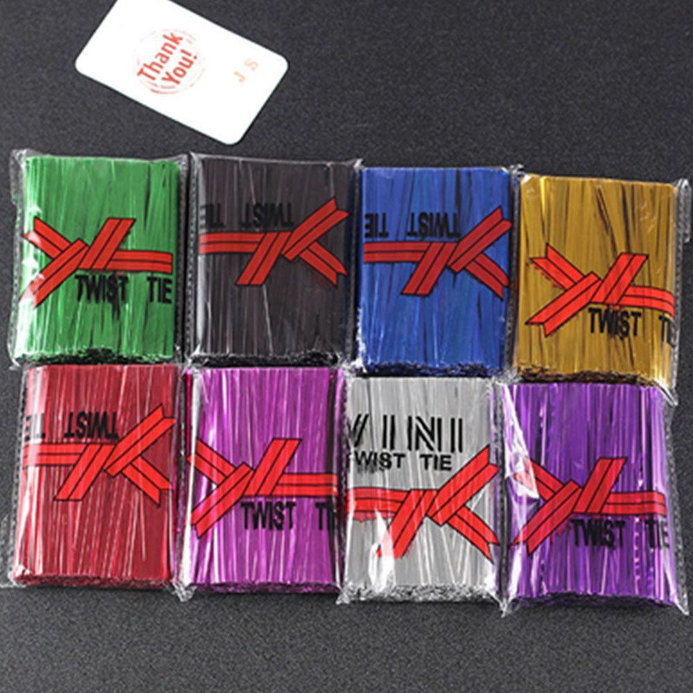 800pcs Metallic Twist Ties Wire Cellophane Bag Pack Sealing Steel