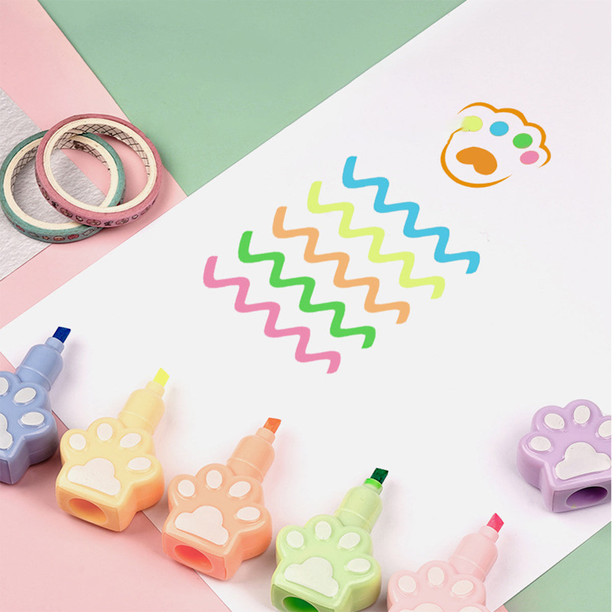 Cat Paw Marker Set - 5 Colors for Painting and Highlighting