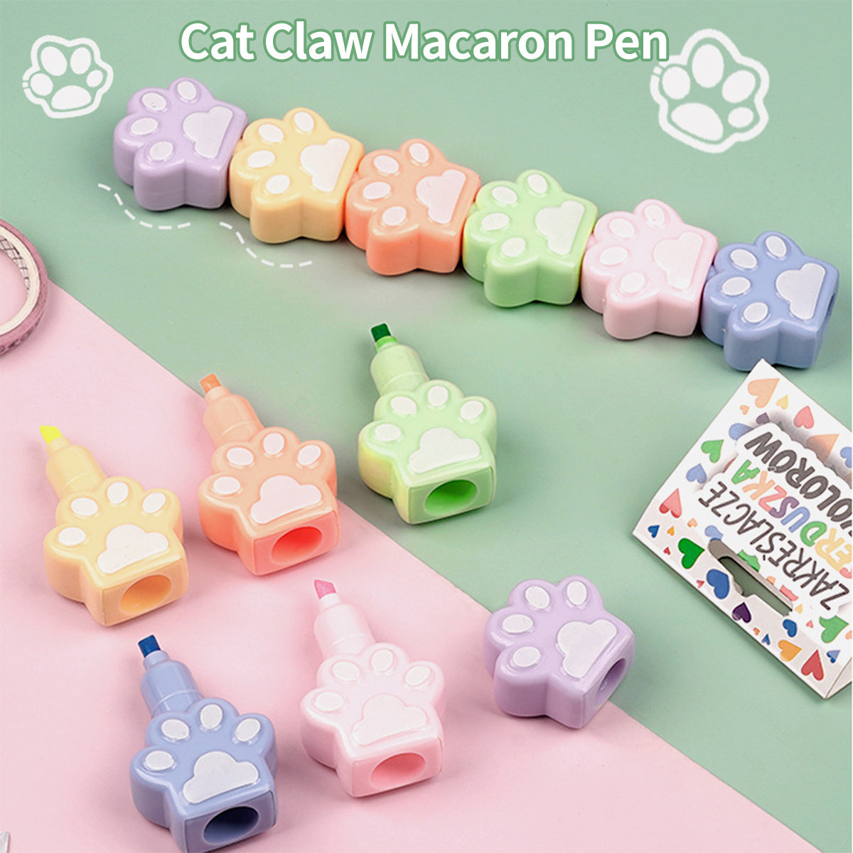 Cat Paw Marker Set - 5 Colors for Painting and Highlighting