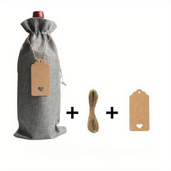 Reusable Wine Gift Bag with Drawstring & Label