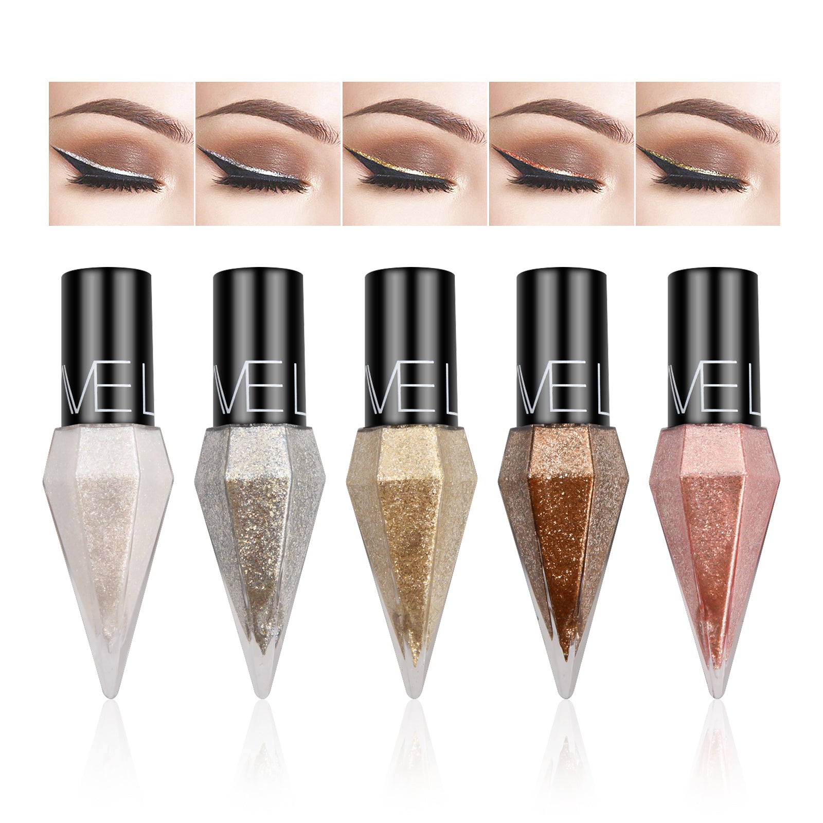5 Glitter Eyeliner Liquid Set Sparkling Waterproof Metallic Shimmer