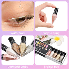 5 Glitter Eyeliner Liquid Set Sparkling Waterproof Metallic Shimmer