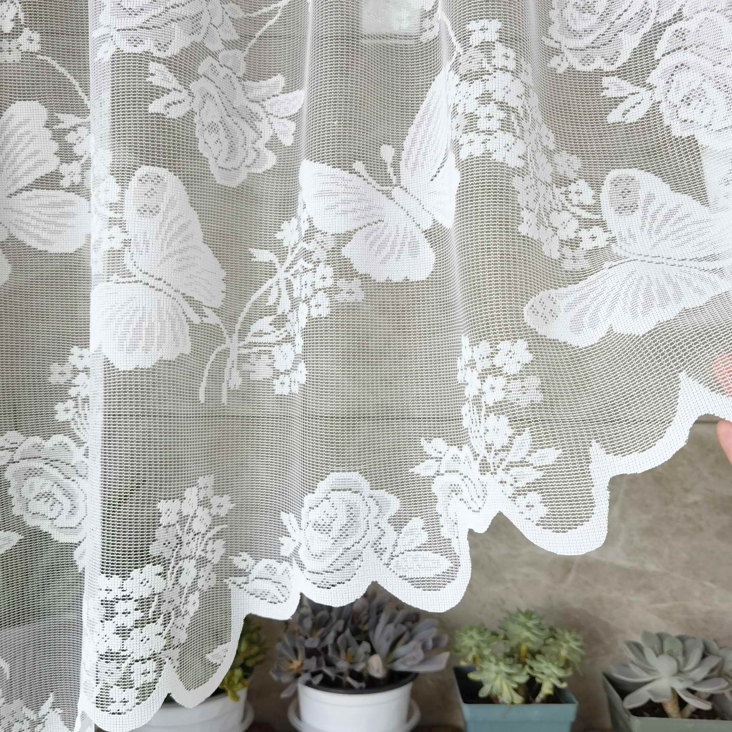 Lace Butterflies Floral Valance Sheer Curtain