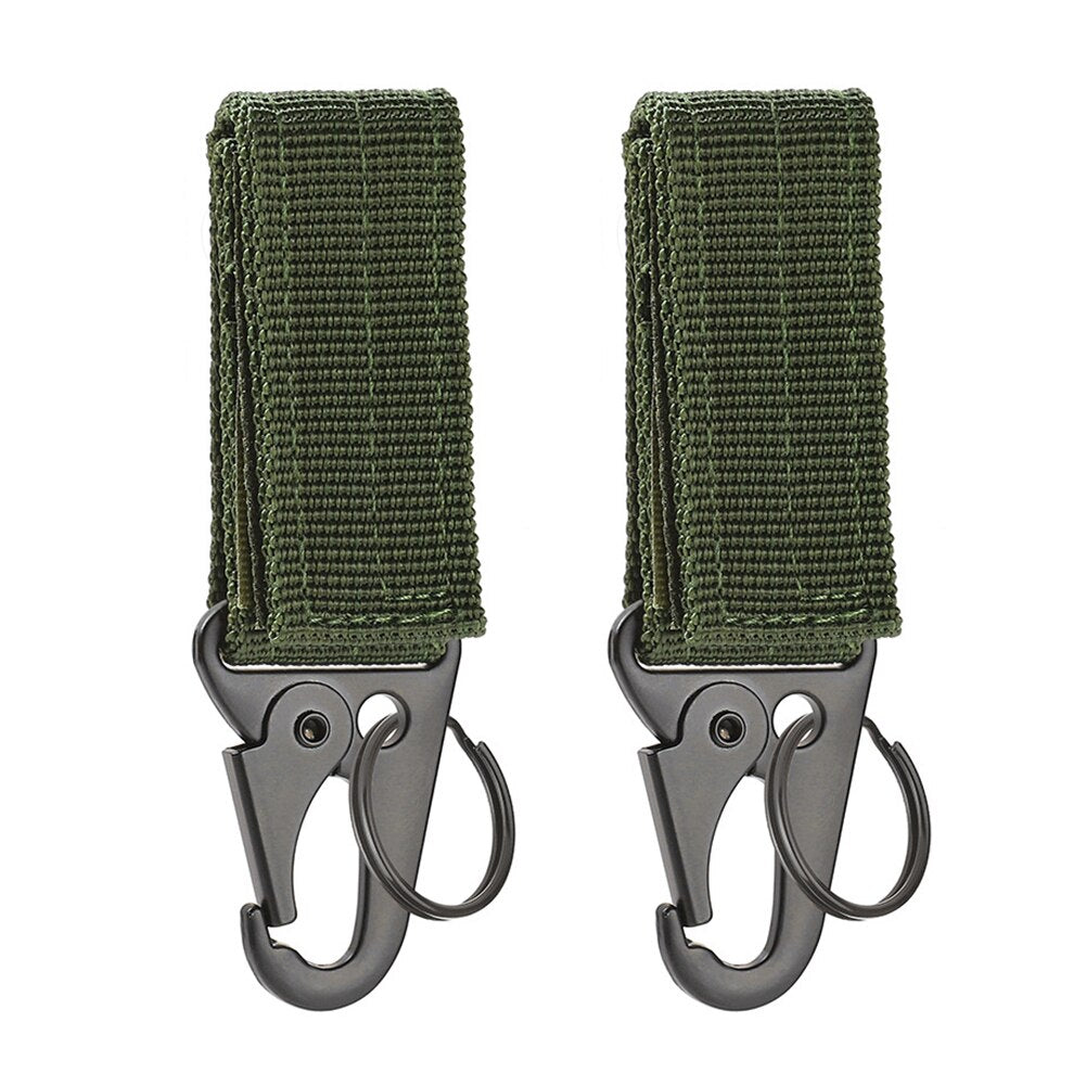 2pcs Tactical Hanging Buckle Nylon Webbing Carabiner Keychain