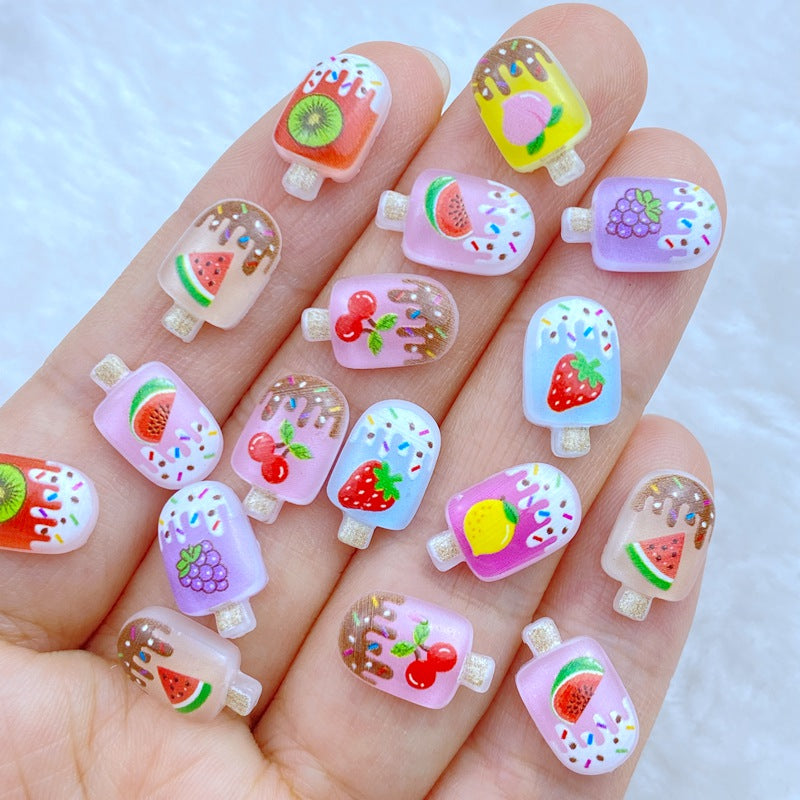 Resin Mini Fruit Popsicle Flat Back Miniatures for Nail Art