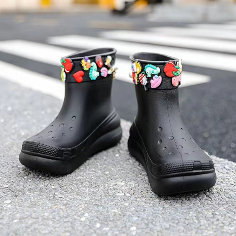 Women's Waterproof Mid Tube Rain Boots Non slip Outdoor Rain Boot