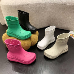 Women's Waterproof Mid Tube Rain Boots Non slip Outdoor Rain Boot