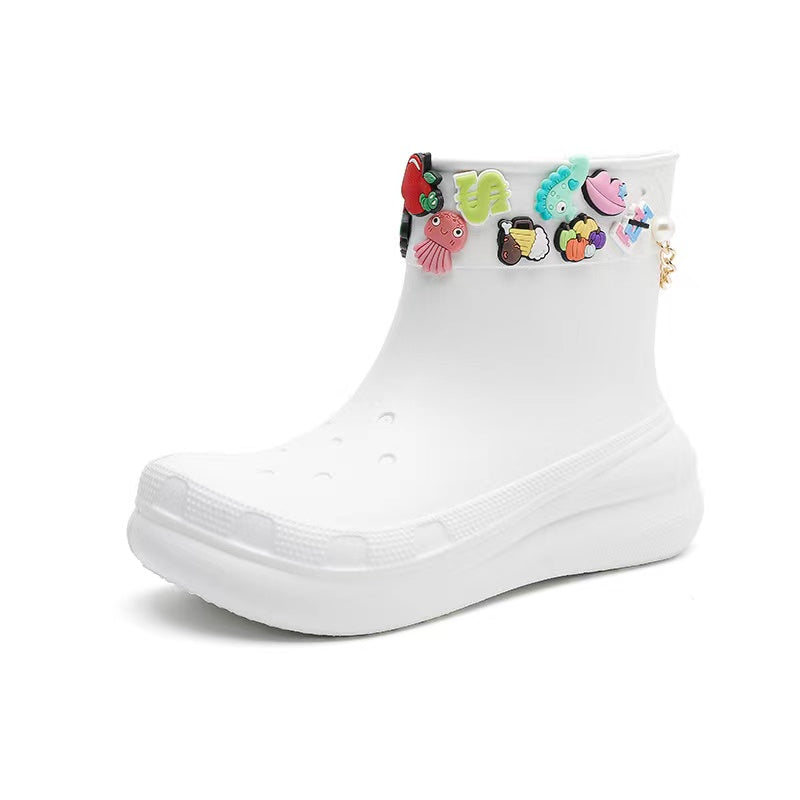 Women's Waterproof Mid Tube Rain Boots Non slip Outdoor Rain Boot