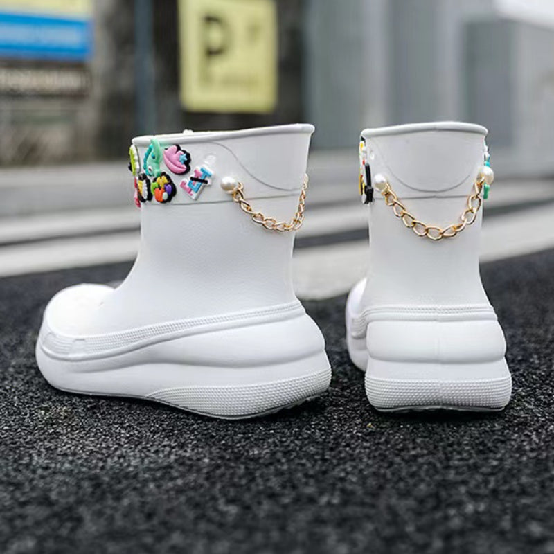 Women's Waterproof Mid Tube Rain Boots Non slip Outdoor Rain Boot