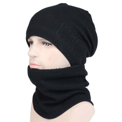 Winter Men's Fleece Beanie Hat Neck Cover Set