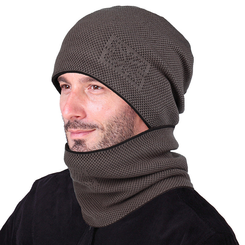 Winter Men's Fleece Beanie Hat Neck Cover Set