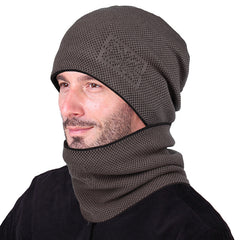 Winter Men's Fleece Beanie Hat Neck Cover Set