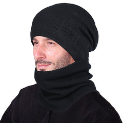 Winter Men's Fleece Beanie Hat Neck Cover Set