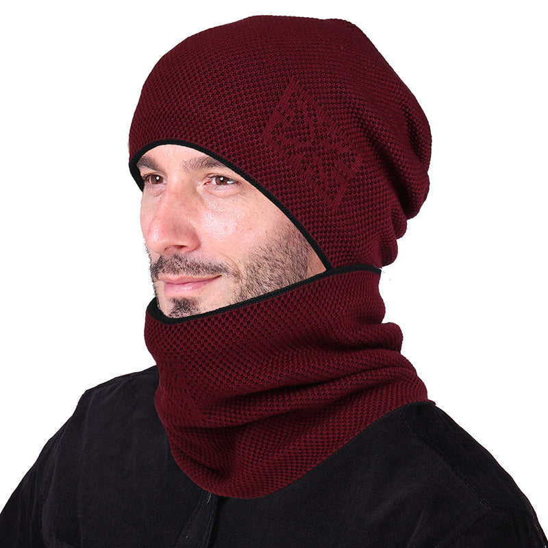 Winter Men's Fleece Beanie Hat Neck Cover Set