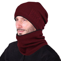 Winter Men's Fleece Beanie Hat Neck Cover Set