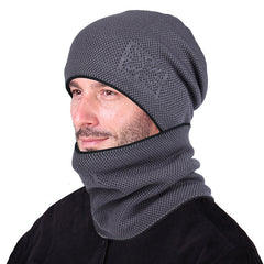 Winter Men's Fleece Beanie Hat Neck Cover Set
