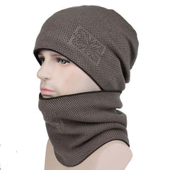 Winter Men's Fleece Beanie Hat Neck Cover Set