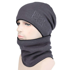 Winter Men's Fleece Beanie Hat Neck Cover Set