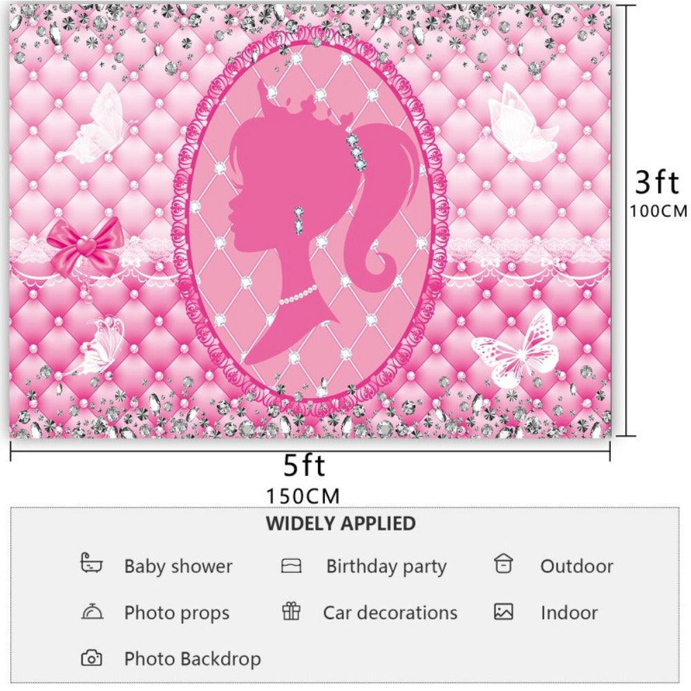 Princess Birthday Background Cloth Party Decoration Flag