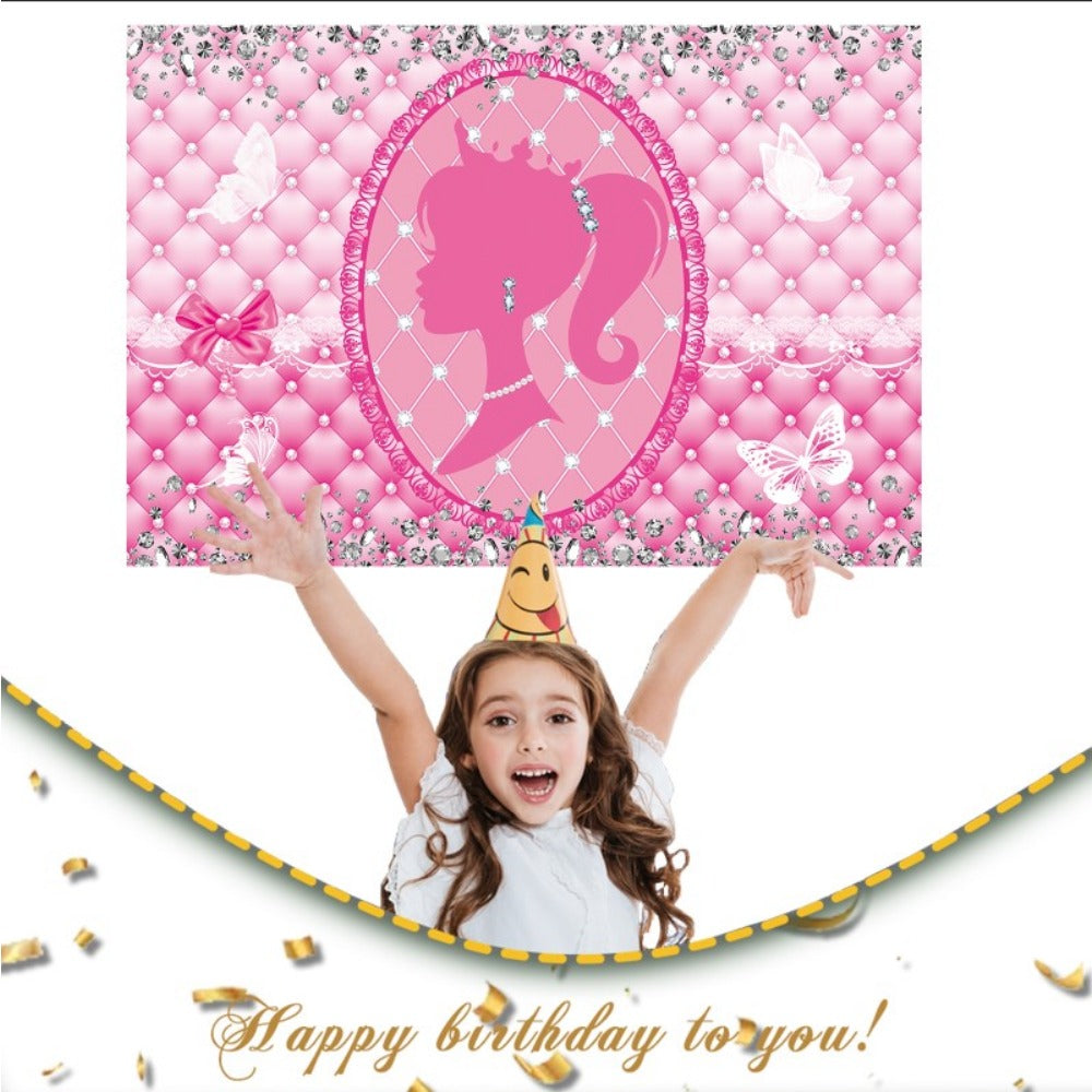 Princess Birthday Background Cloth Party Decoration Flag