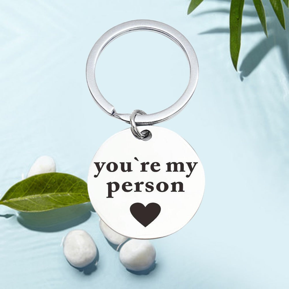 Creative Stainless Steel Carved Keychain Gift For Dad and Mom