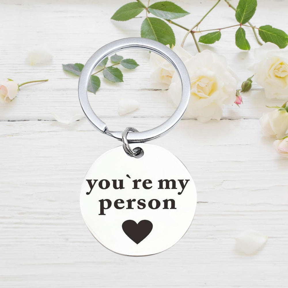 Creative Stainless Steel Carved Keychain Gift For Dad and Mom