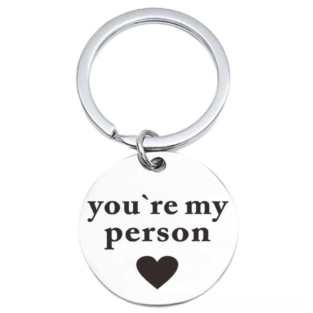 Creative Stainless Steel Carved Keychain Gift For Dad and Mom