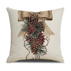 Christmas Pine Cone Candle Holder Linen Pillow Cover