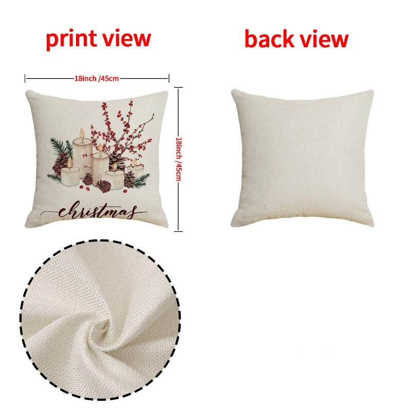 Christmas Pine Cone Candle Holder Linen Pillow Cover