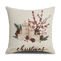 Christmas Pine Cone Candle Holder Linen Pillow Cover