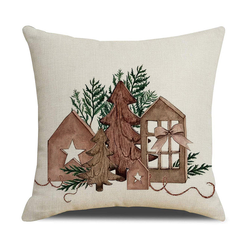 Christmas Pine Cone Candle Holder Linen Pillow Cover