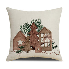 Christmas Pine Cone Candle Holder Linen Pillow Cover