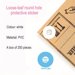 250pcs Book Hole Repair Sticker Adhesive Boxed Loose Leaf Hole Reinforcement