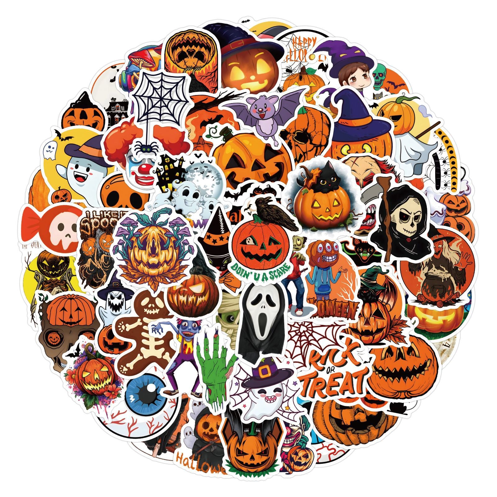110pcs Halloween Stickers Pumpkin Horror Decoration Vinyl Waterproof Stickers