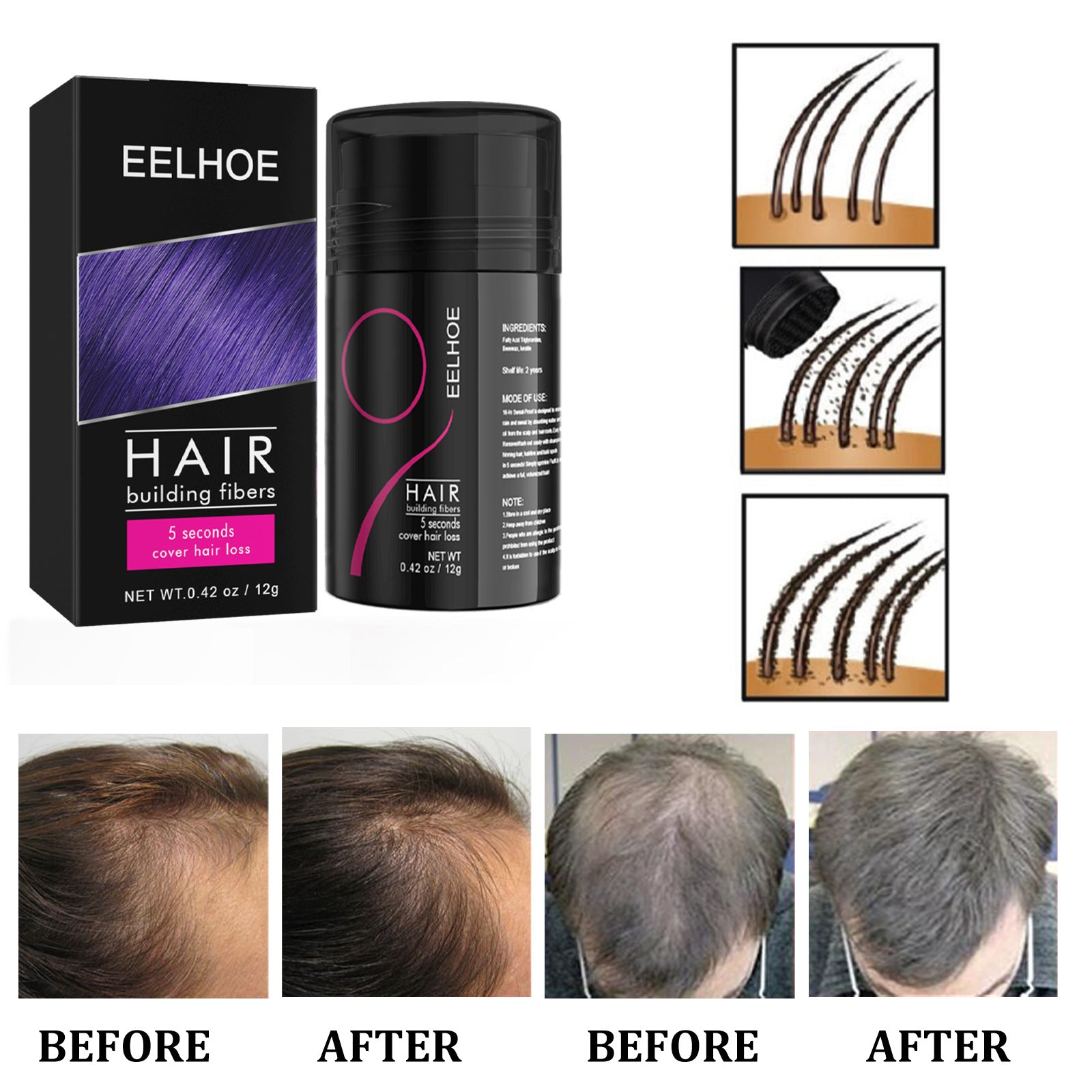 Fluffy Secret Hair Fiber Powder Long Lasting Volume Booster